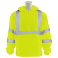 Erb Safety Windbreaker, Pongee, Pullover, Class 3, W450, Hi-Viz Lime, LG 61756